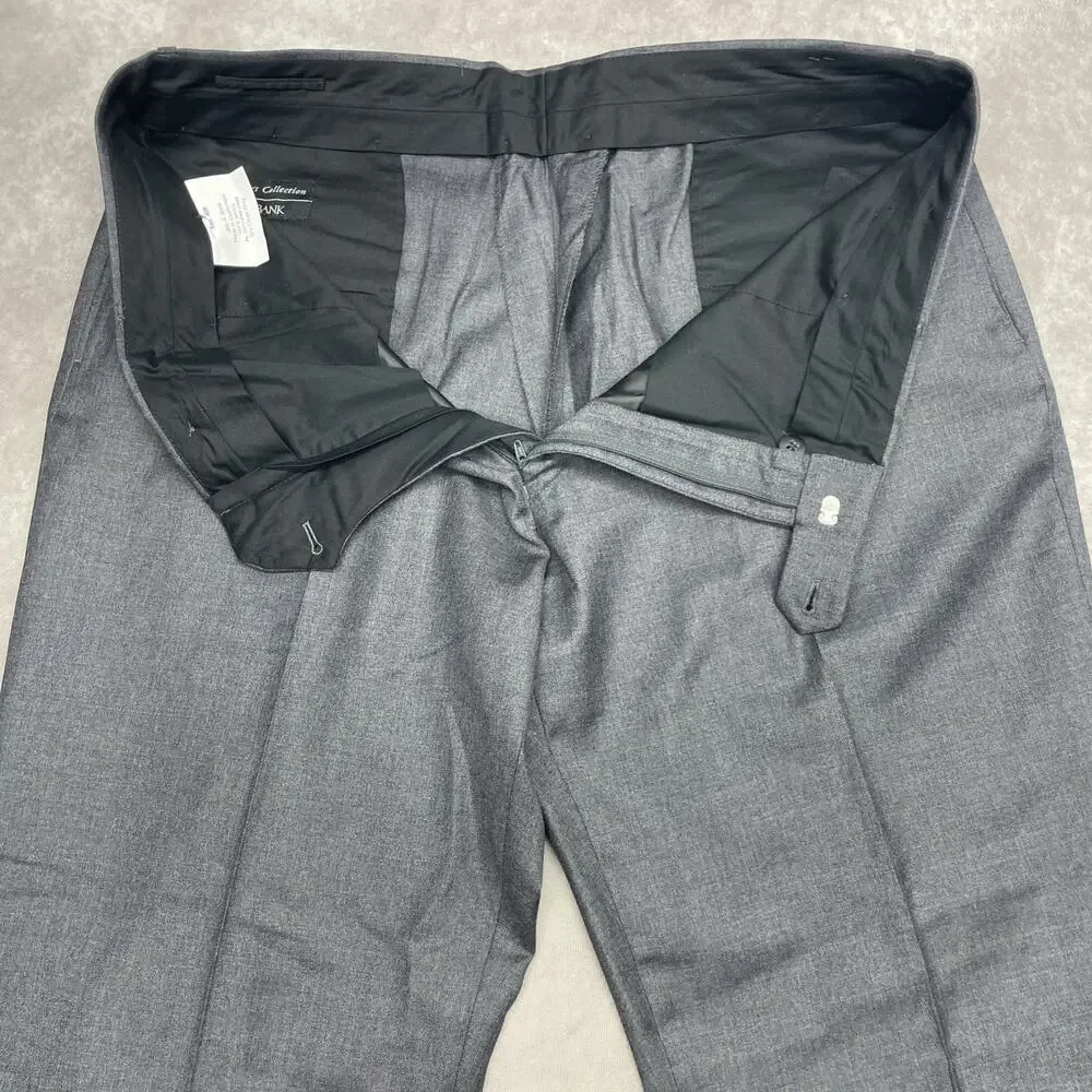 Jos A Bank Travelers Separates Men’s 40W Wool Dark Gray Dress Pants Flat Front